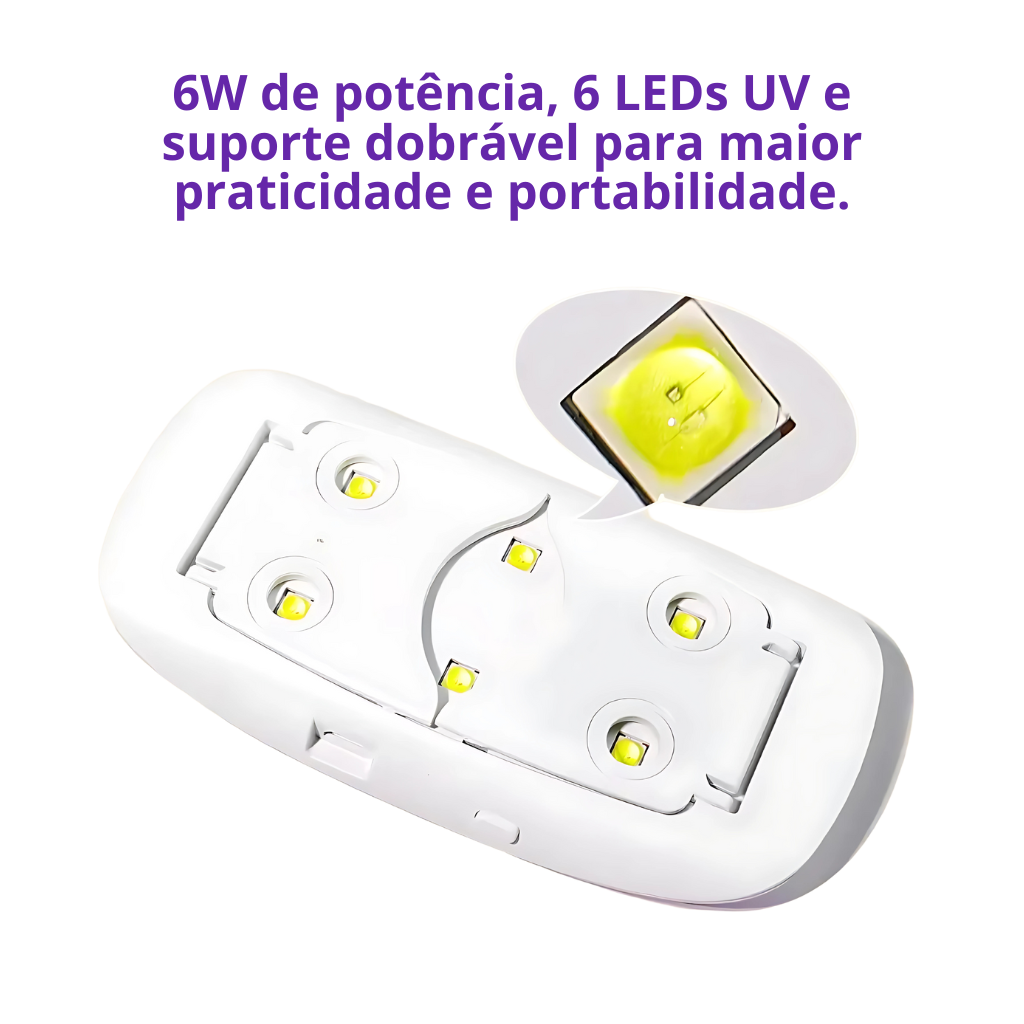 Mini Cabine de Secar Unhas - Compacto e Rápido com 6 LEDs UV!