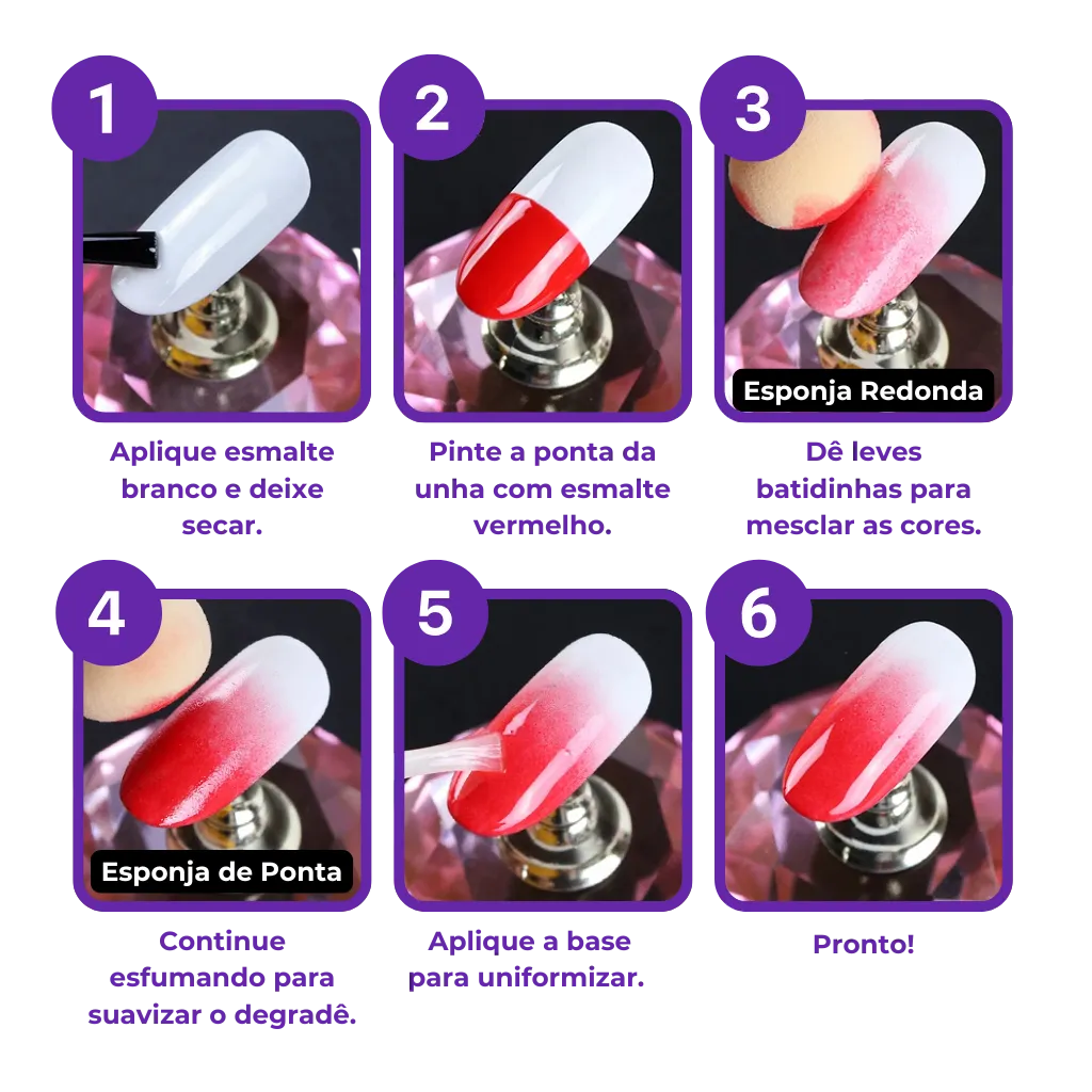 Pincel Degradê para Unhas - Faça Nail Art Fácil em Casa!