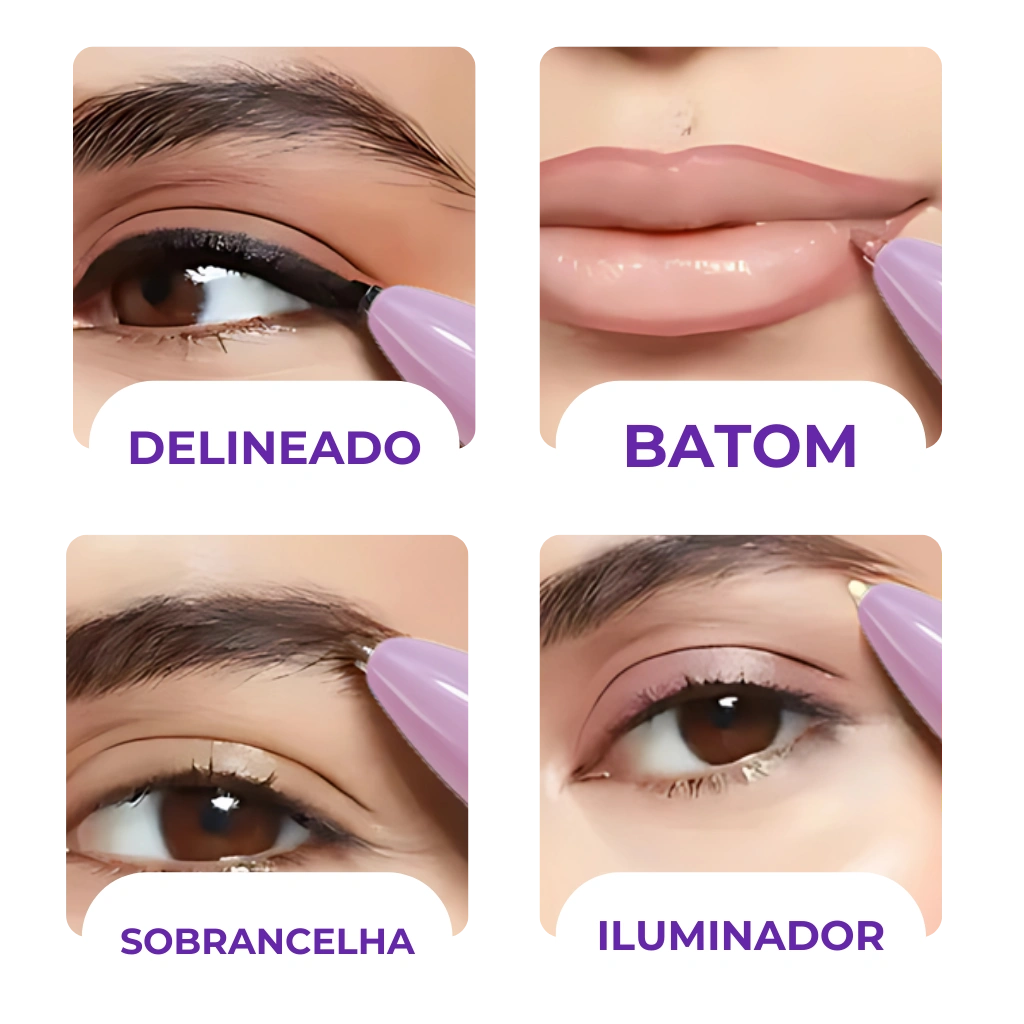 Caneta 4 em 1 - Make Completa: Olhos, Pele e Sobrancelha!