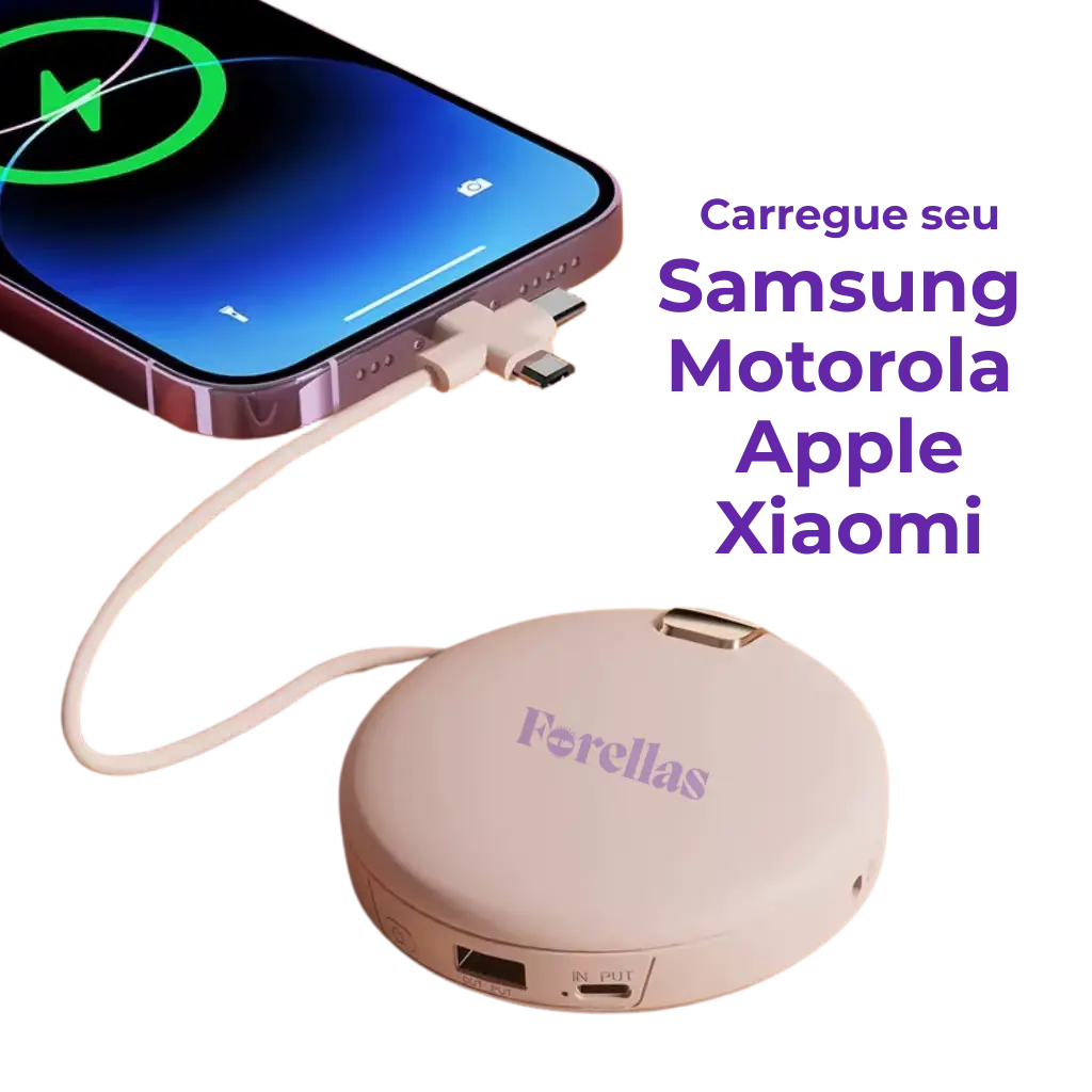 Mini Espelho 4 em 1 - Luz, Power Bank e Mãos Quentes!