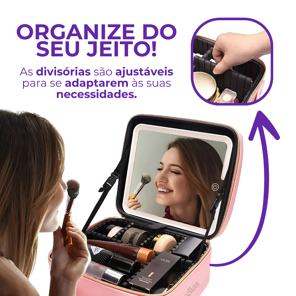 Maleta De Maquiagem Completa - Com Espelho e Iluminação!
