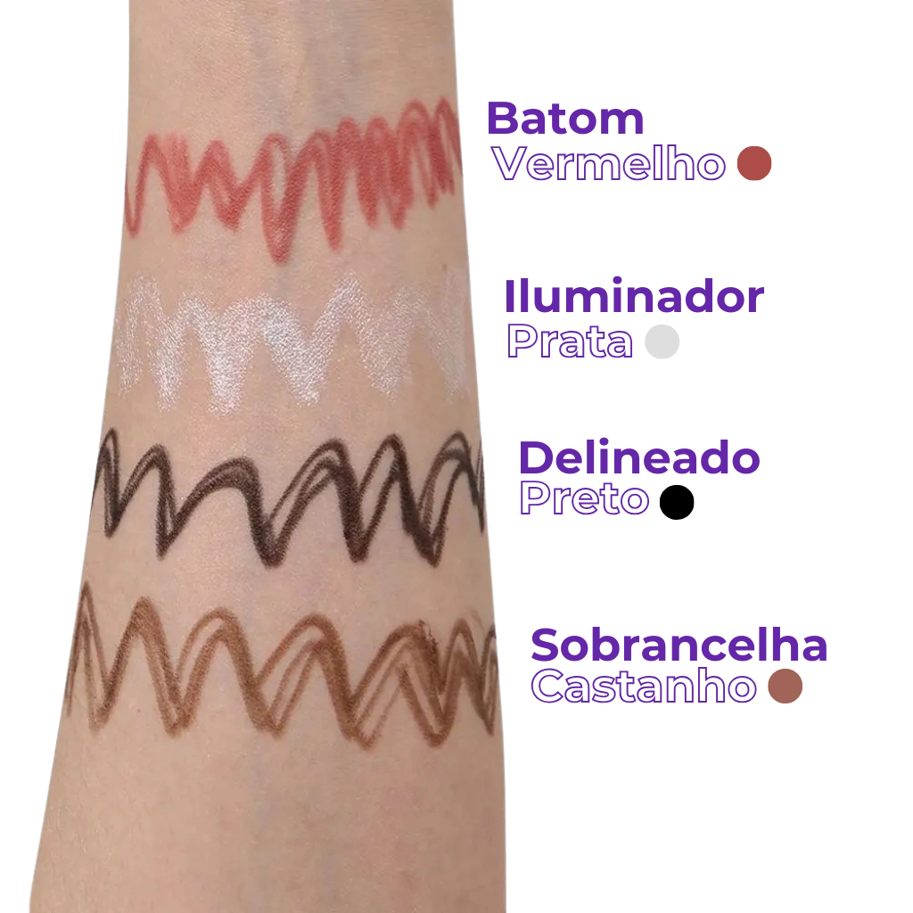 Caneta 4 em 1 - Make Completa: Olhos, Pele e Sobrancelha!