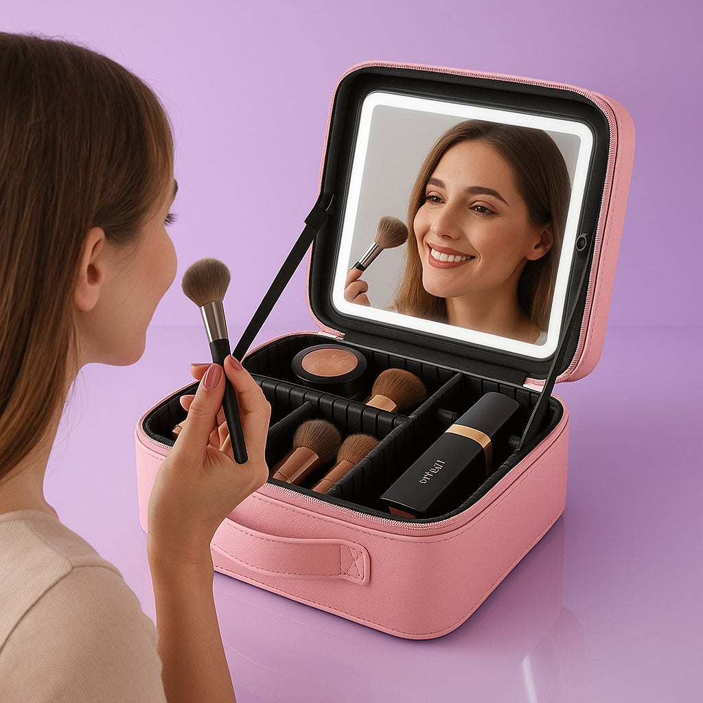 Maleta De Maquiagem Completa - Com Espelho e Iluminação!
