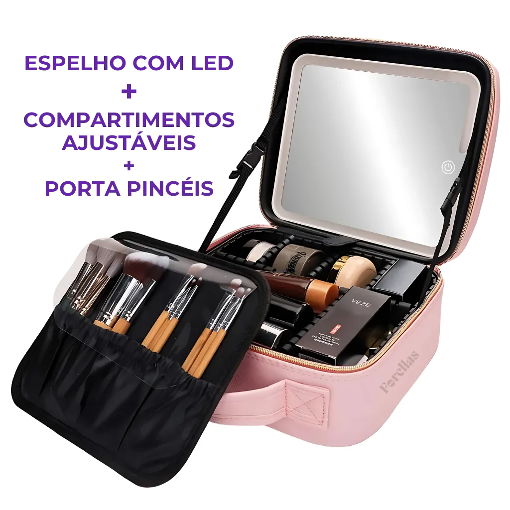 Maleta De Maquiagem Completa - Com Espelho e Iluminação!