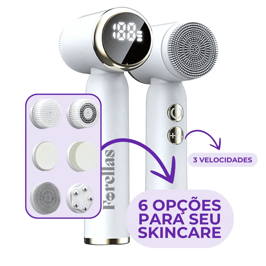 Escova de Limpeza Facial Automática - Skin Care, Massagem e Esfoliação Caseira!