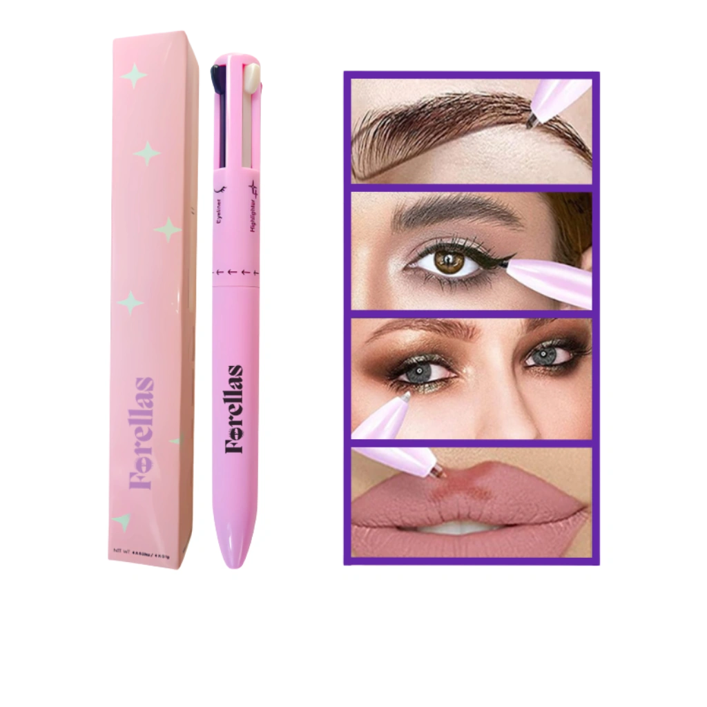 Caneta de maquiagem 4 em 1 - Delineado, Blush, Iluminador e Sobrancelha!