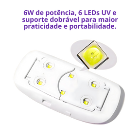 Mini Cabine de Secar Unhas - Compacto e Rápido com 6 LEDs UV!