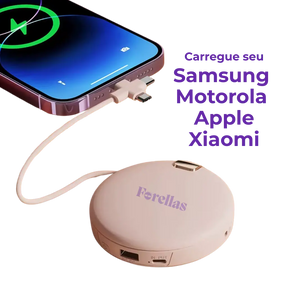 Mini Espelho 4 em 1 - Luz, Power Bank e Mãos Quentes!