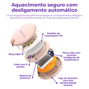 Mini Espelho 4 em 1 - Luz, Power Bank e Mãos Quentes!