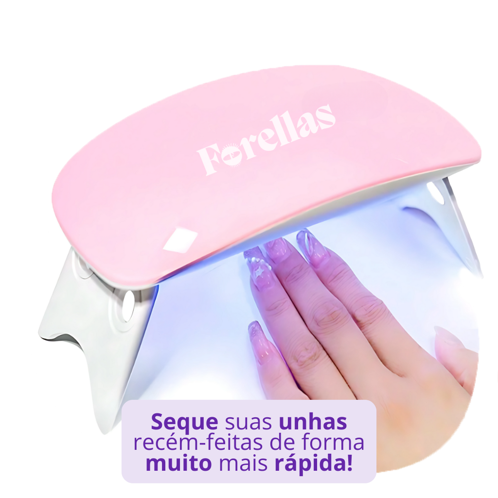 Mini Cabine de Secar Unhas - Compacto e Rápido com 6 LEDs UV!